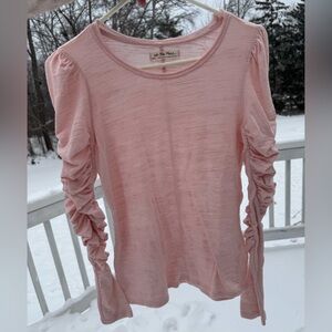 We The Free Ruched Sleeve Pink Long Sleeve Tee Small boho